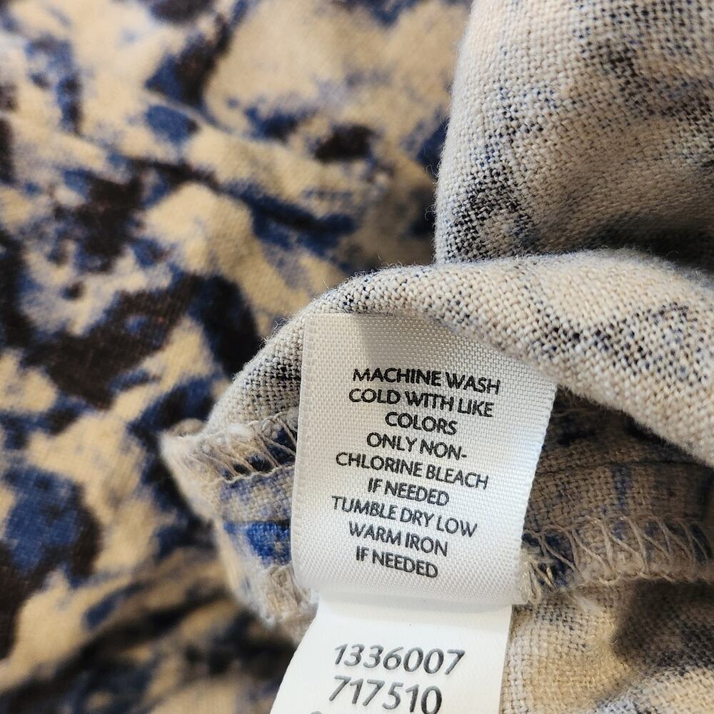 J. Jill Navy Blue Tie Dye Linen Blend Wide Leg Trousers Size 10 Coastal Business - Picture 10 of 15